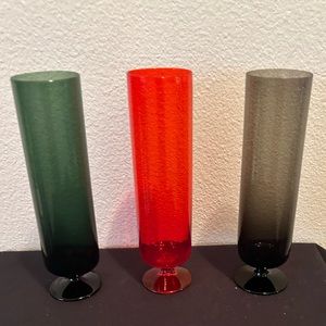 Three (3)  6.5” tall champagne glasses/flutes/vases